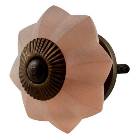 Pink Frosted Melon Glass Drawer Knobs